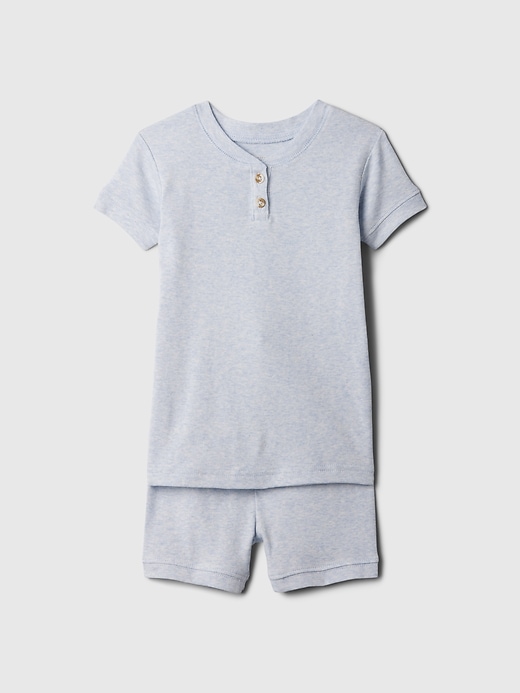 1 of 8 showing, with the color BLUE HEATHER of product babyGap Organic Cotton PJ Shorts Set