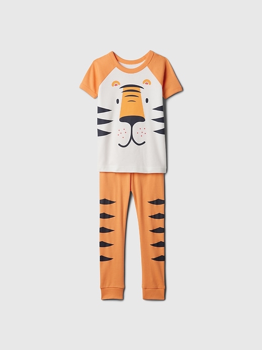 1 of 8 showing, with the color TIGER FACE of product Baby & Toddler Organic Cotton PJ Set