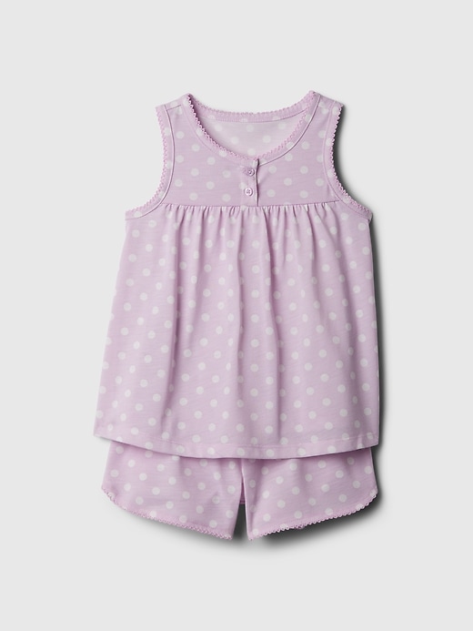 1 of 8 showing, with the color orchid petal purple of product Baby & Toddler Recycled Print PJ Set