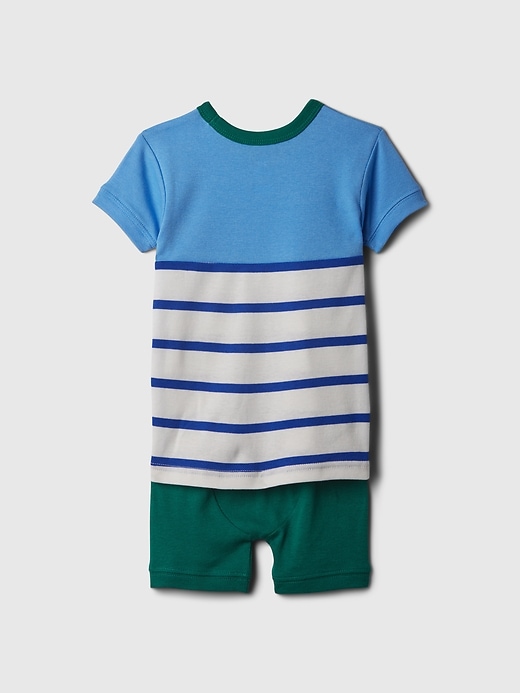 2 of 8 showing, with the color SPRING STRIPE BLUE of product Baby & Toddler Organic Cotton Short PJ Set