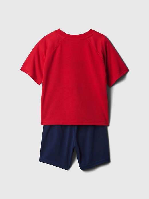 2 of 8 showing, with the color MODERN RED of product Gap × Disney Baby Cars PJ Short Set