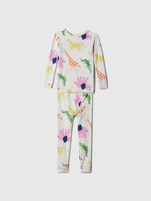 2 of 8 showing, with the color PINK GIRAFFE of product Baby & Toddler Organic Cotton Print PJ Set
