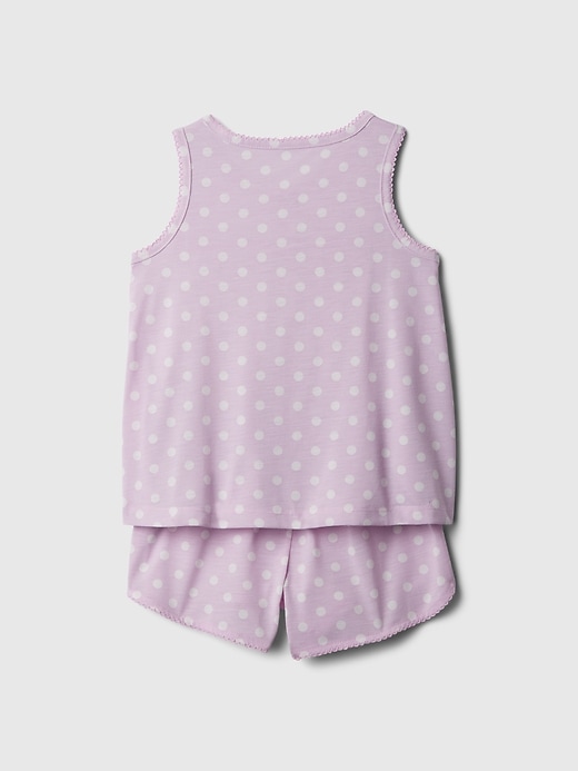 2 of 8 showing, with the color orchid petal purple of product Baby & Toddler Recycled Print PJ Set
