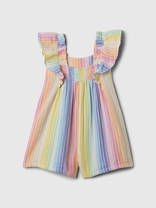 2 of 8 showing, with the color multi stripe of product babyGap Crinkle Gauze Flutter Romper