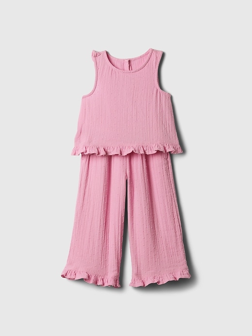 1 of 8 showing, with the color SUGAR PINK of product babyGap Crinkle Gauze Outfit Set