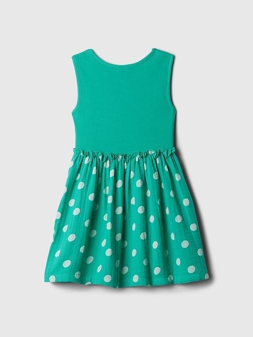 2 of 8 showing, with the color simply green of product Baby & Toddler Crinkle Gauze Dress