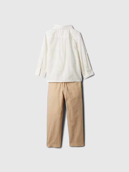 2 of 8 showing, with the color new off white of product Baby & Toddler Linen-Cotton Two-Piece Outfit Set