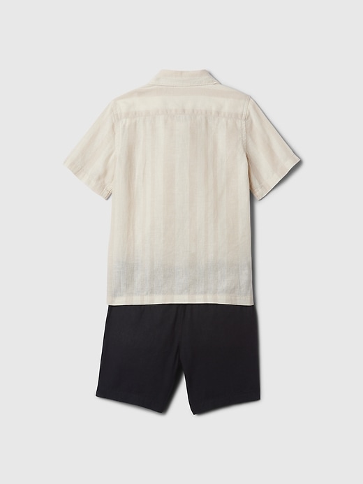 2 of 8 showing, with the color khaki stripe of product babyGap Linen-Cotton Outfit Set