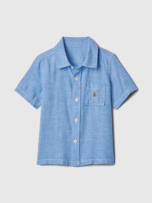 1 of 8 showing, with the color TINY DOTS UNION BLUE of product babyGap Linen-Cotton Shirt