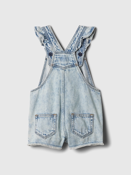 2 of 8 showing, with the color medium indigo of product babyGap Denim Shortalls