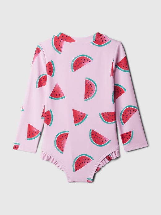2 of 8 showing, with the color watermelon pink of product babyGap Zip Swim Rash Guard