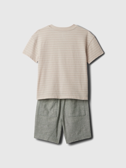 2 of 8 showing, with the color oatmeal heather beige of product babyGap Henley Outfit Set