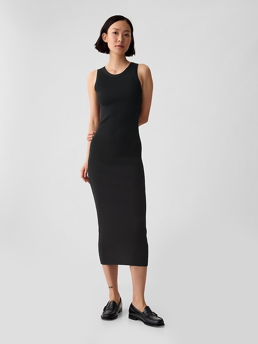 1 of 8 showing, with the color black of product Rib Maxi Tank Dress