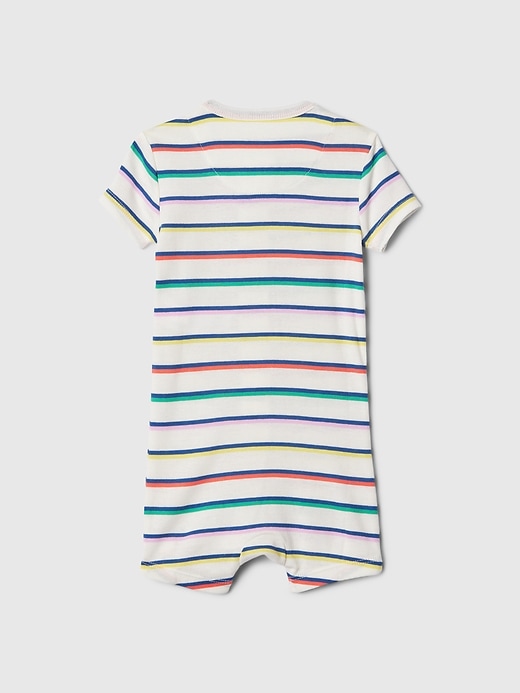 2 of 8 showing, with the color off white stripe of product babyGap Organic Cotton PJ Shorty One-Piece