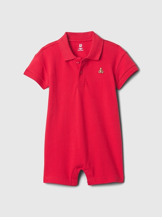 1 of 8 showing, with the color slipper red of product Baby Pique Polo Shorty
