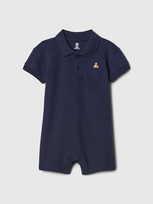 1 of 8 showing, with the color Navy uniform of product Baby Pique Polo Shorty
