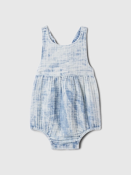 1 of 8 showing, with the color acid wash of product Baby Crinkle Gauze Shorty One-Piece