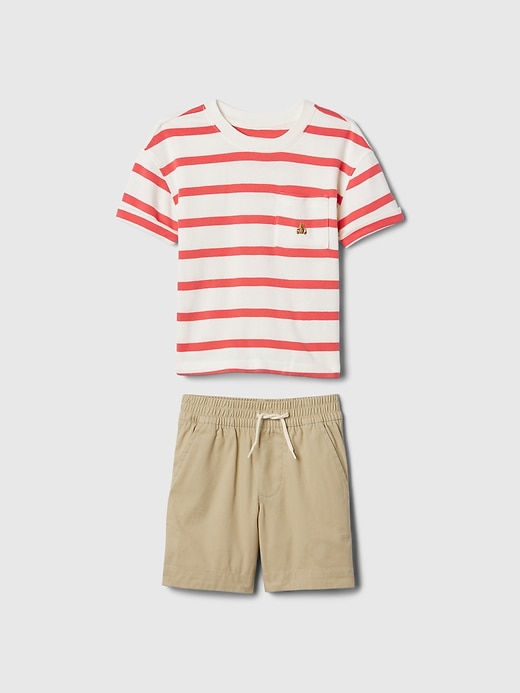 1 of 8 showing, with the color RED WHITE STR of product Baby & Toddler Stripe Outfit Set