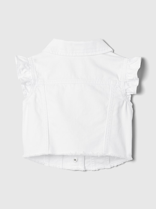 2 of 8 showing, with the color new off white of product babyGap Ruffle Icon Denim Vest