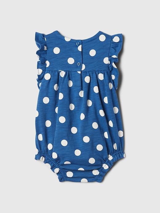 2 of 8 showing, with the color new zephyr blue of product Baby Polka Dot Bubble Shorty One-Piece