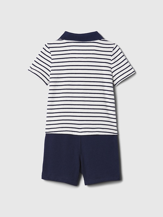2 of 8 showing, with the color navy uniform of product Baby 2-in-1 Polo Shorty One-Piece
