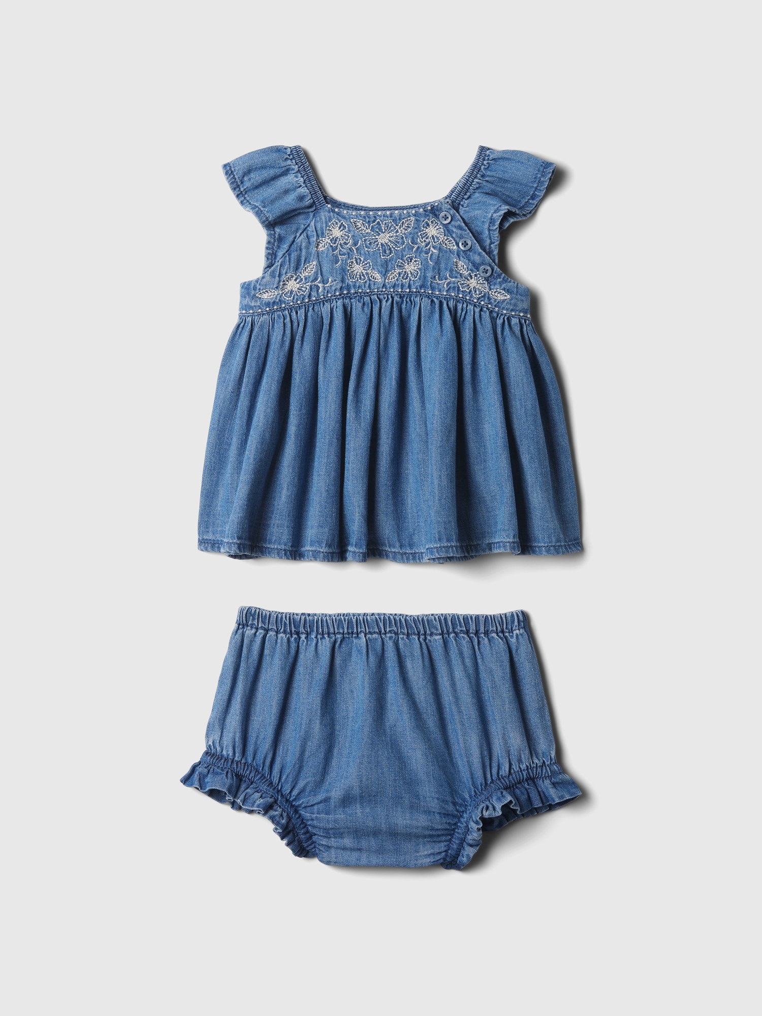 Baby Embroidered Denim Outfit Set | Gap image.