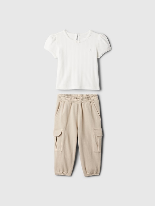 1 of 8 showing, with the color New off white of product Baby Cargo Outfit Set