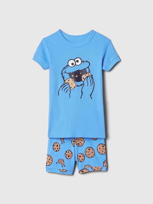1 of 8 showing, with the color union blue of product babyGap Organic Cotton Sesame Street PJ Shorts Set