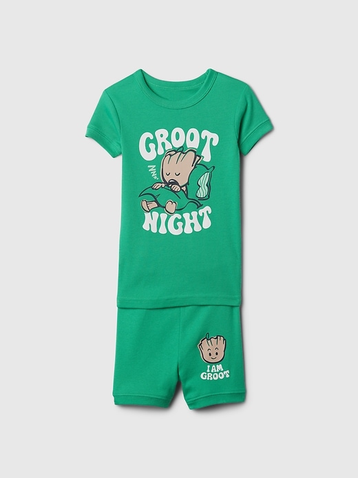 1 of 8 showing, with the color simply green of product Baby & Toddler Marvel Organic Cotton Short PJ Set