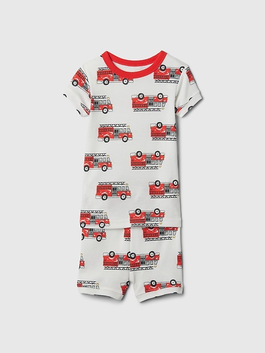 1 of 8 showing, with the color firetruck red of product Baby & Toddler Organic Cotton Graphic PJ Set