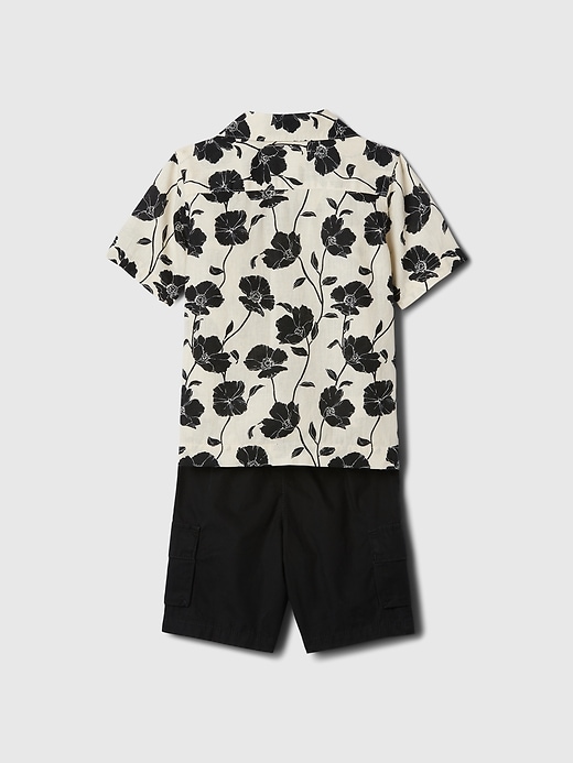 2 of 8 showing, with the color khaki black floral of product babyGap Linen-Cotton Cargo Outfit Set