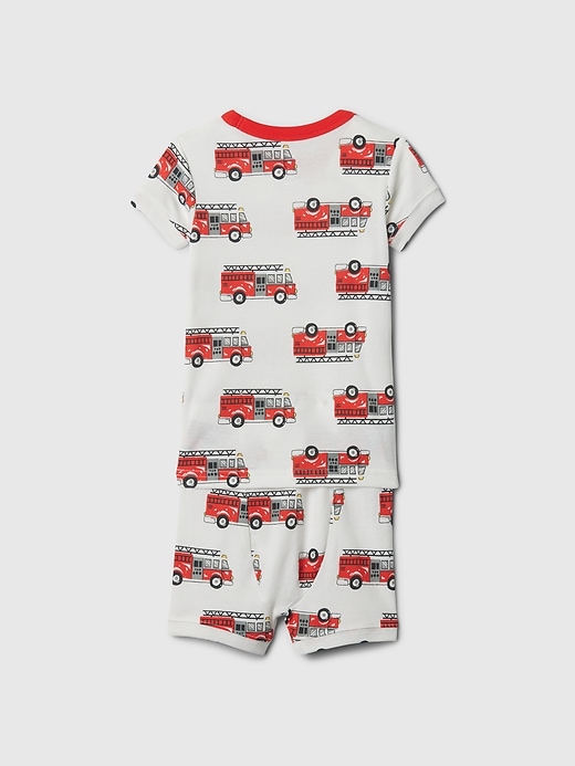 2 of 8 showing, with the color firetruck red of product Baby & Toddler Organic Cotton Graphic PJ Set