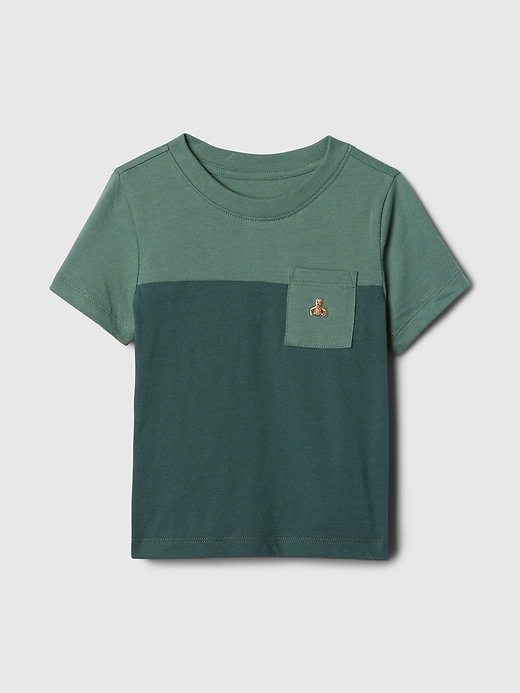 1 of 8 showing, with the color dark forest green of product babyGap Colorblock Pocket T-Shirt