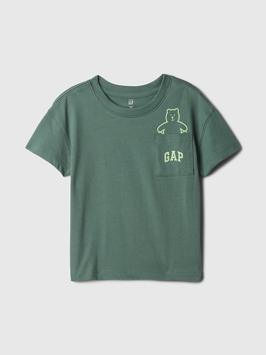 1 of 8 showing, with the color dark forest green of product Baby & Toddler Brannan Bear Logo Pocket T-Shirt