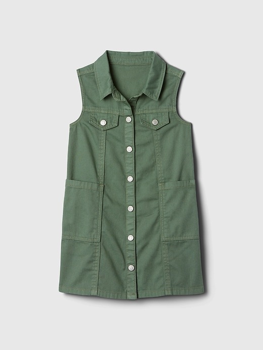 1 of 8 showing, with the color dark forest green of product babyGap Cargo Shirtdress