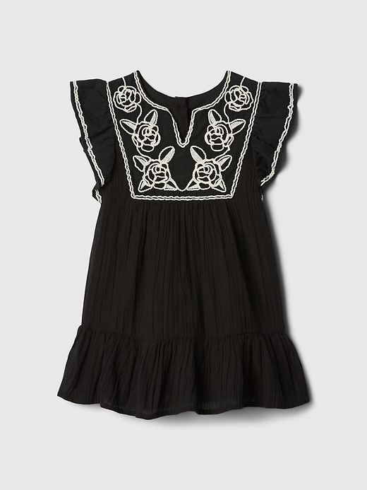 1 of 8 showing, with the color basic black of product babyGap Embroidered Flutter Dress