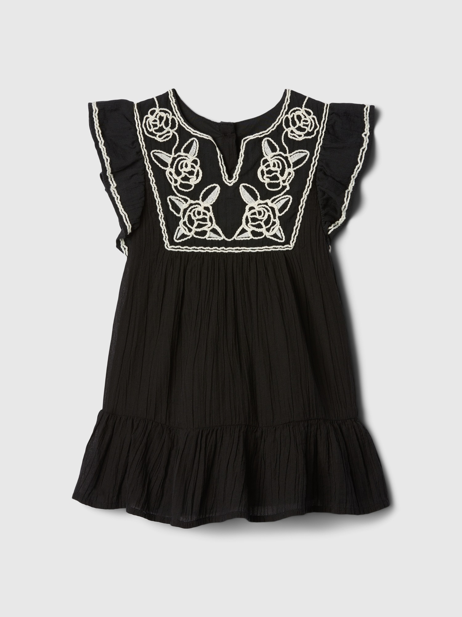 Shop Gap Baby Embroidered Flutter Dress In Basic Black