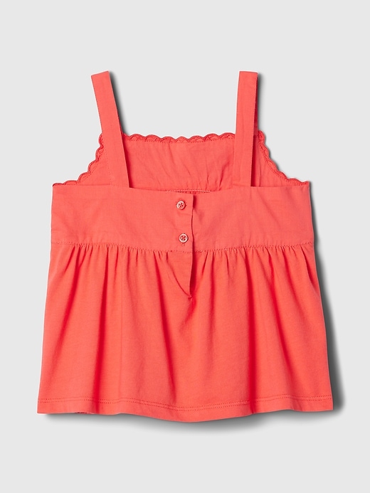 2 of 8 showing, with the color fire coral red of product Baby & Toddler Lace Tank Top