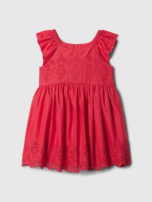1 of 8 showing, with the color slipper red of product Baby & Toddler Eyelet Dress