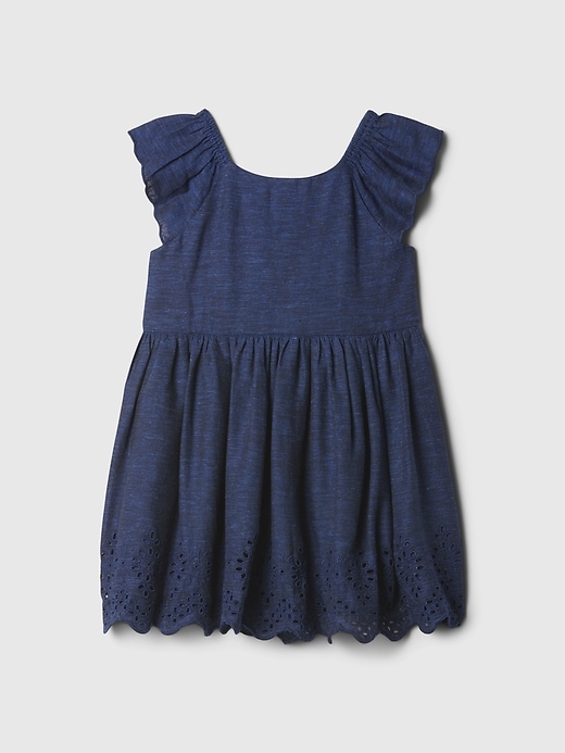 2 of 8 showing, with the color dark indigo blue of product Baby & Toddler Eyelet Dress