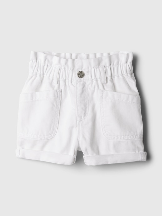1 of 8 showing, with the color new off white of product Baby & Toddler Just Like Mom Ruffle Denim Shorts