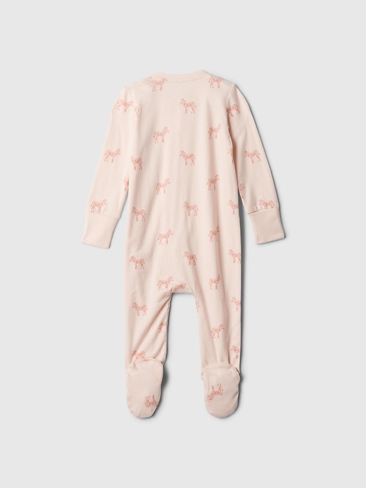 2 of 8 showing, with the color zebra pink of product Baby First Favorites Organic Cotton Footed One-Piece