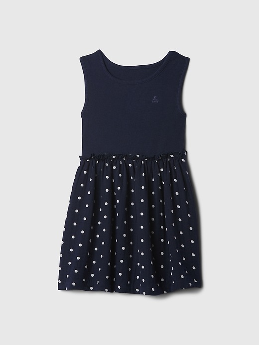 1 of 8 showing, with the color navy blue uniform dots of product Baby & Toddler Crinkle Gauze Dress