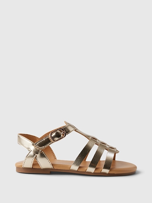 1 of 8 showing, with the color gold metallic of product Toddler Strap Sandals
