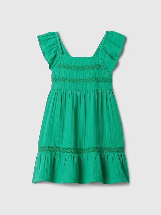 1 of 8 showing, with the color simply green of product Baby & Toddler Crinkle Gauze Dress