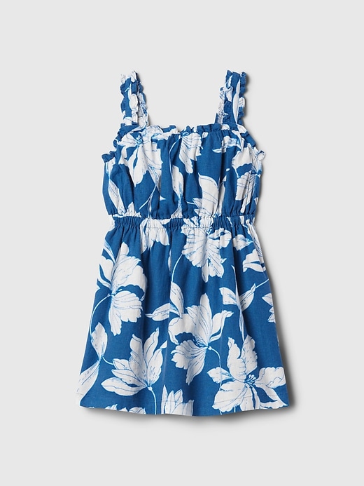1 of 8 showing, with the color blue white floral of product babyGap Linen-Blend Tank Dress