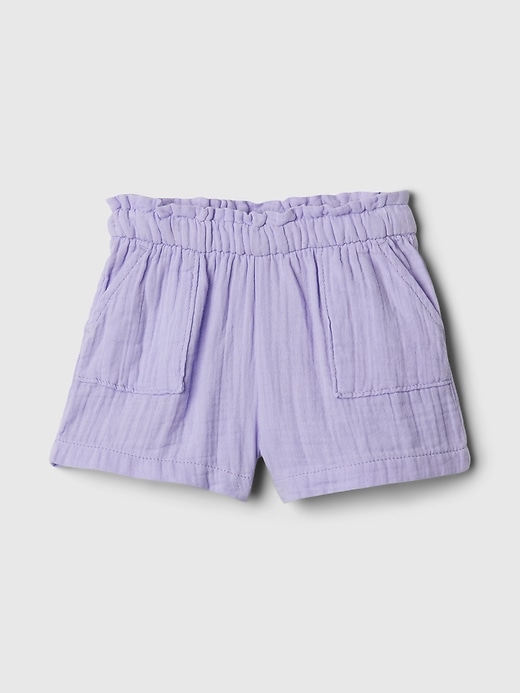 1 of 8 showing, with the color fresh lavender purple of product babyGap Crinkle Gauze Pull-On Shorts