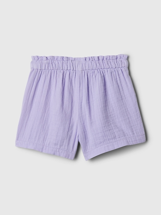2 of 8 showing, with the color fresh lavender purple of product babyGap Crinkle Gauze Pull-On Shorts