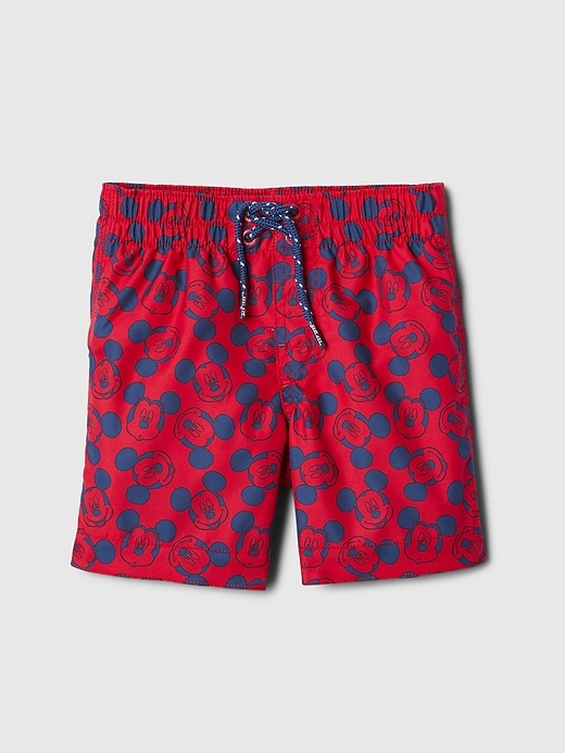 1 of 8 showing, with the color slipper red of product Gap × Disney Baby Mickey Mouse Swim Trunks