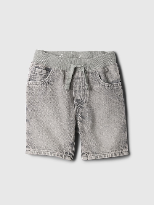 1 of 8 showing, with the color grey wash of product Baby & Toddler Pull-On Denim Shorts
